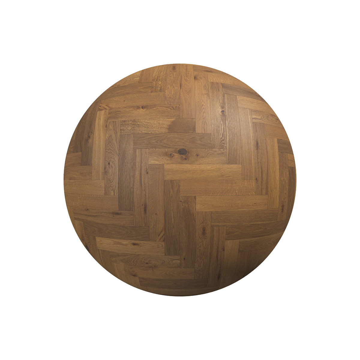 Smoked natural herringbone wood floor PBR material sphere